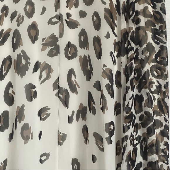 Talbots Womens Leopard Animal Print Chiffon Midi Skirt Sz 12 Career Corpcore - Picture 2 of 10